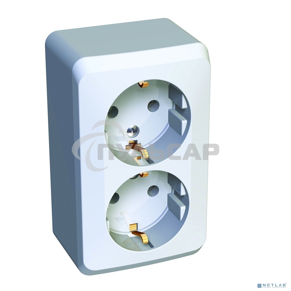 Розетка 2-м ОП Этюд 16А с заземл. белый  SchE PA16-007B