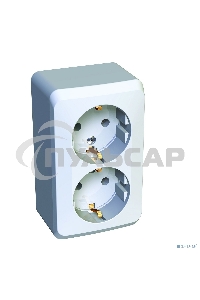 Розетка 2-м ОП Этюд 16А с заземл. белый  SchE PA16-007B