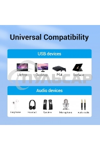 Внешняя звуковая карта Vention USB c регулятором громкости Черная