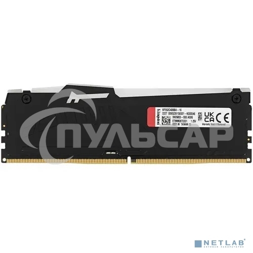 Оперативная память Kingston Fury Beast, DDR5, 16Gb (1x16Gb), 5200MHz, CL40, DIMM, с радиаторами, RGB, черный
