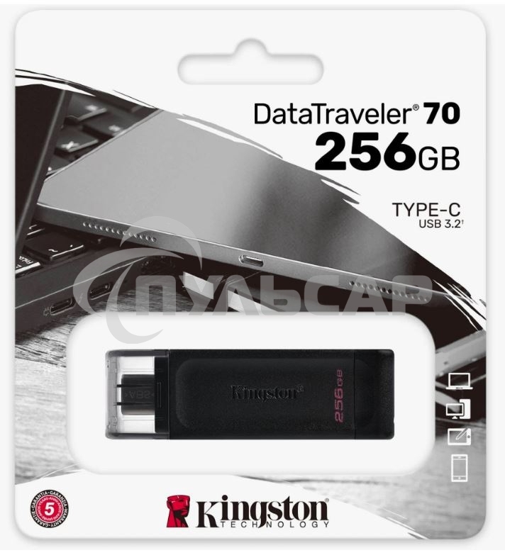 Флешка USB Kingston 256 Gb DataTraveler 70 DT70/256 Gb USB Type-C 3.2 черный
