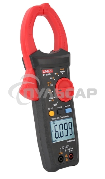 Токоизмерительные клещи UT205A+ Напряжение постоянного/переменного тока (1000 В); переменный ток (1000А); Сопротивление (40 МОм); Емкость (40 мФ); Частота (10 МГц); Отверстие челюсти 42 мм