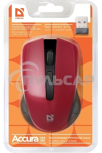 Мышь беспроводная Defender Accura MM-935 красный, 1600 dpi, радиоканал, USB, кнопки - 4