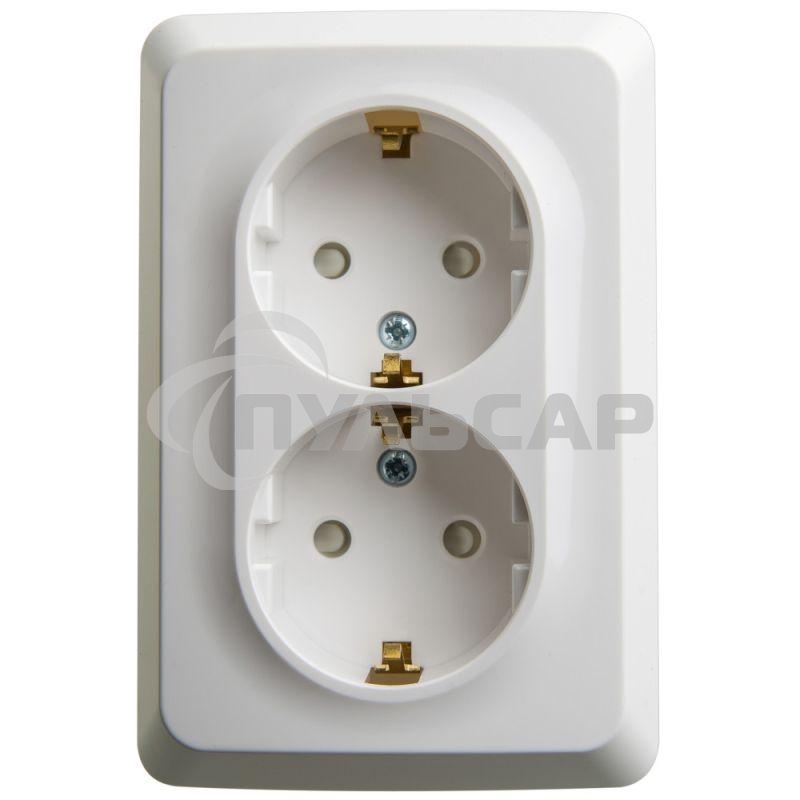 Розетка 2-м ОП Этюд 16А 250В угловая защ. шторки с заземл. белый  SchE PA16-108B