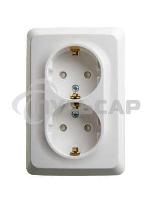 Розетка 2-м ОП Этюд 16А 250В угловая защ. шторки с заземл. белый  SchE PA16-108B
