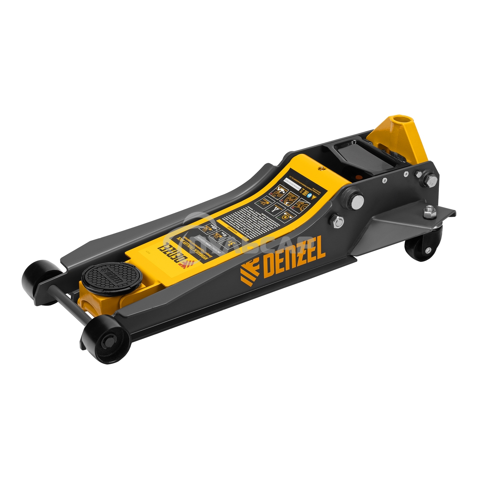 Домкрат гидравлический подкатной Denzel 3 т, 85-610 мм, быстрый подъем, низ. подхват, проф, SUV 51271
