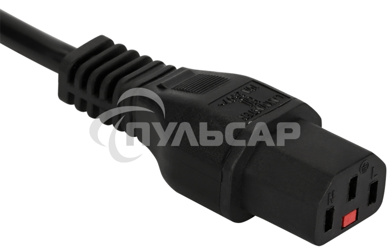 Шнур питания с блокировкой C13-Schuko прямая, 3х0.75, 220В, 10А, черный, 1.8 метра
