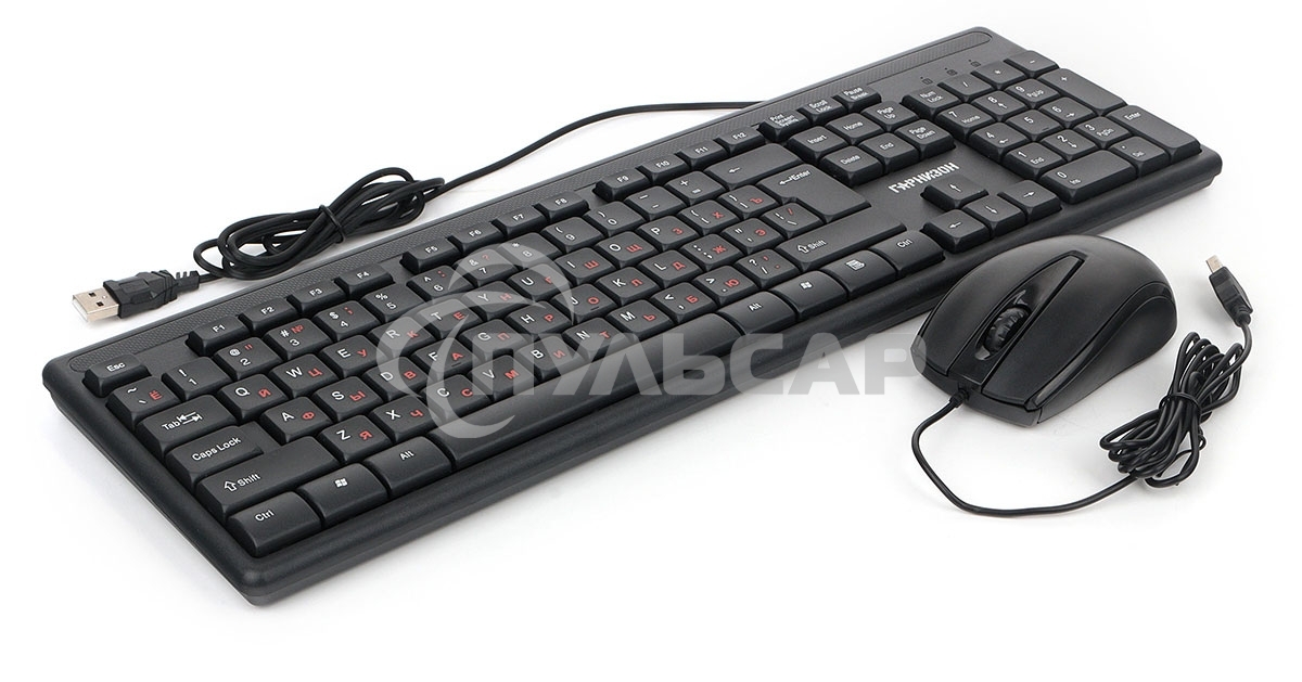 Комплект клавиатура + мышь пров. Гарнизон GKS-126, черный, 104 кл, 3кн, 1000 DPI, кабель 1.5м