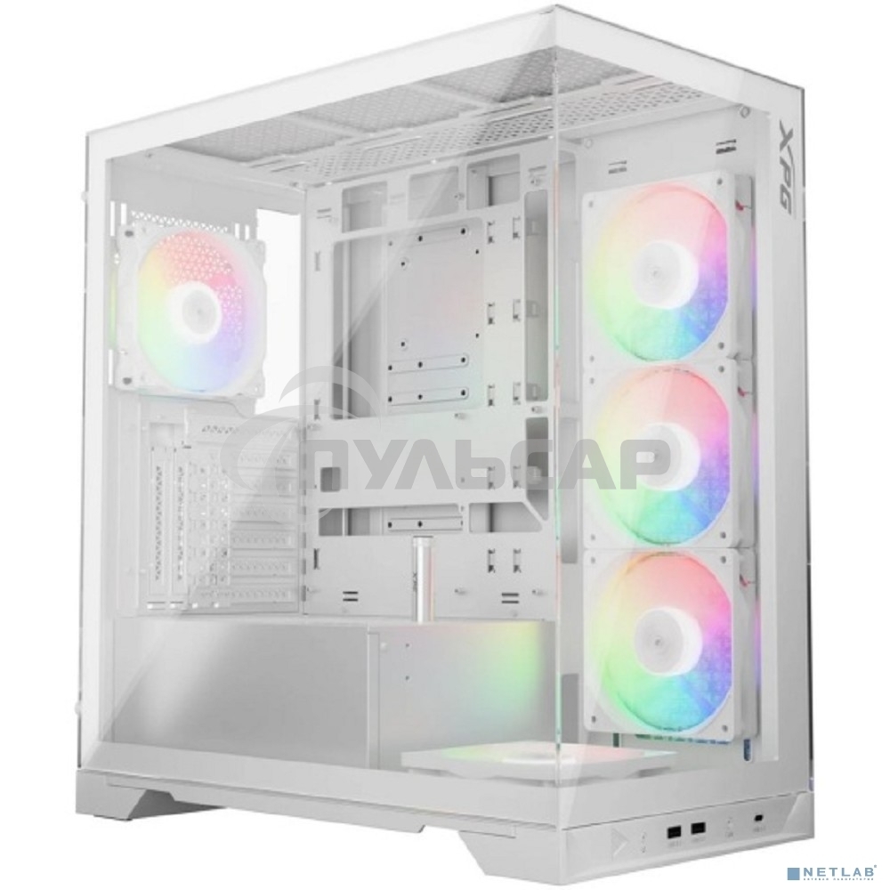 Компьютерный корпус XPG INVADER X WHITE (INVADERXMT-WHCWW) Mid-Tower Gaming ATX PC Case with Panoramic View, Tempered Glass Panels, and RGb Lighting Black