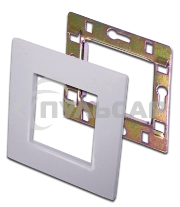 Рамка 1-постовая 45х45, с суппортом, белая