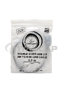 Кабель Gembird/Cablexpert CC-5PUSB2D-0.3MКабель USB 2.0, мультиразъем USB, AM/miniB 5P, 30sm, пакет