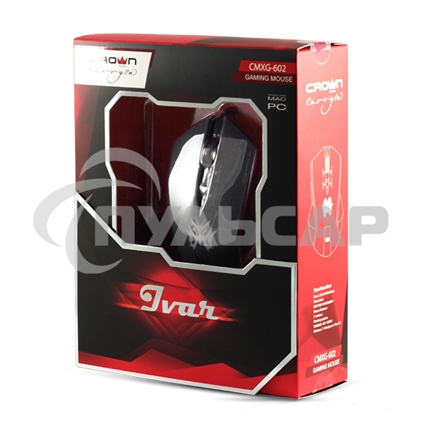 Мышь проводная Crown Gaming CMXG-602 черный, 2200 dpi, USB, кнопки - 6