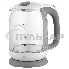 Чайник электрический Energy E-281 1.7л, стекло, бело-серый (005210)