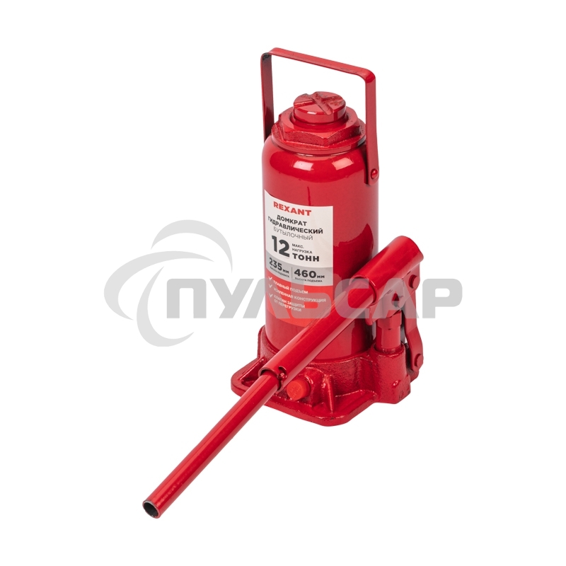Домкрат гидравлический бутылочный 12т Rexant