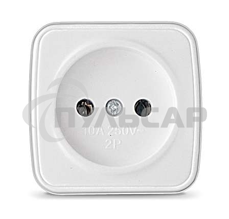 Розетка 1-м ОП Электра 10А IP20 без заземл. белый  Союз 0011