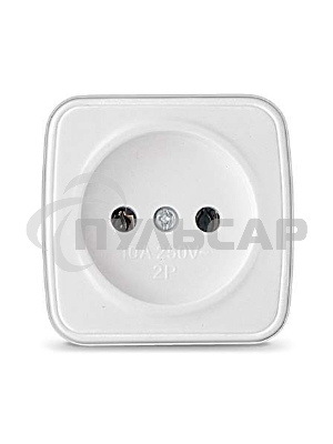 Розетка 1-м ОП Электра 10А IP20 без заземл. белый  Союз 0011