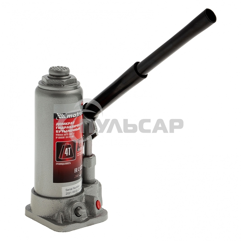 Домкрат Matrix гидравлический бутылочный 4 т h подъема 194–372мм в пласт. кейсе master