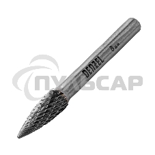 Борфреза по металлу твердосплавная, параболическая заостренная, тип-G, 8 мм Denzel