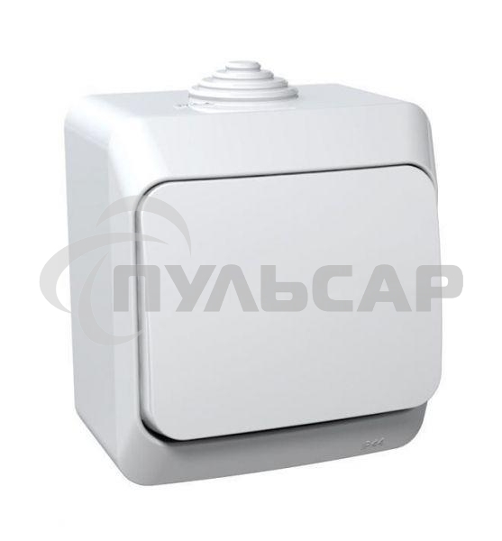 Выключатель 10 АХ, БЕЛЫЙ, Россия ЭТЮД IP44 О/У 1-клавишный