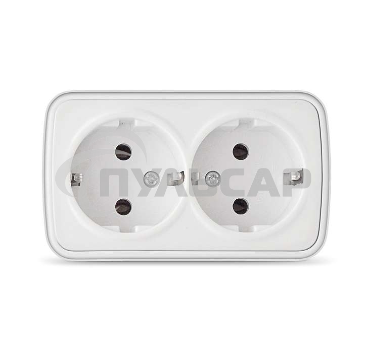 Розетка 2-м ОП Электра с заземл.белый  Союз 0020