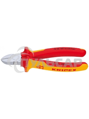 Бокорезы KNIPEX 7006160 1000V160мм диагональные,ручки изолированные,с двухцв многокомп чехлами
