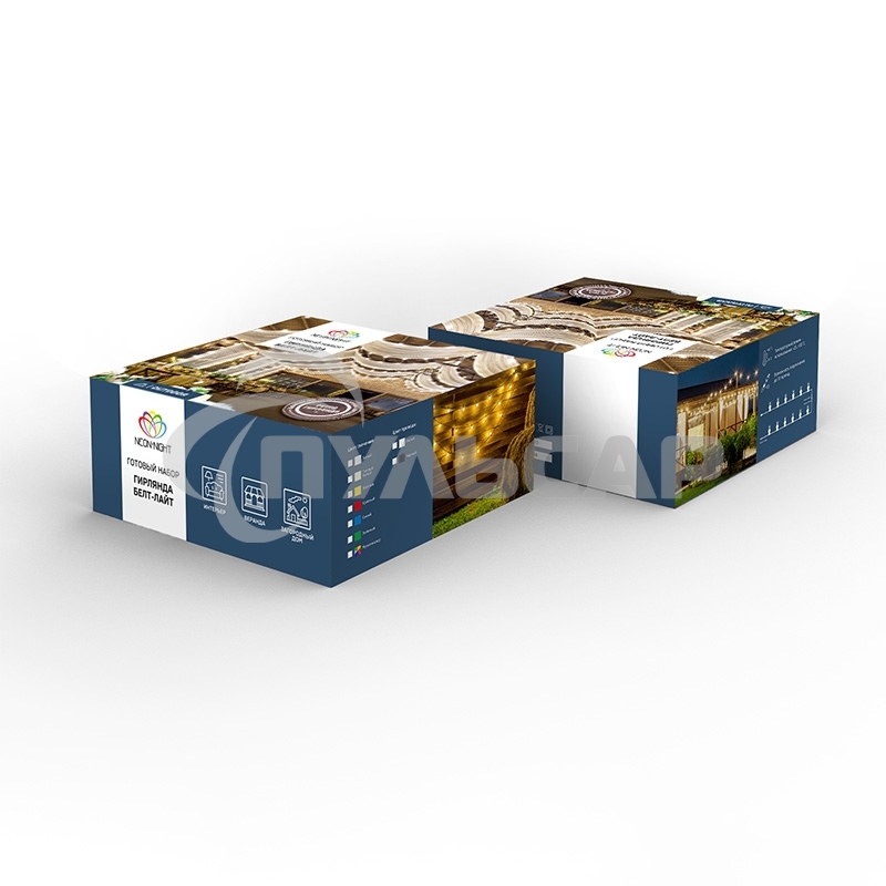 Гирлянда Neon-night LED Galaxy Bulb String 10м, черный каучук, 30 ламп*6 LED теплый белый, влагостойкая IP65