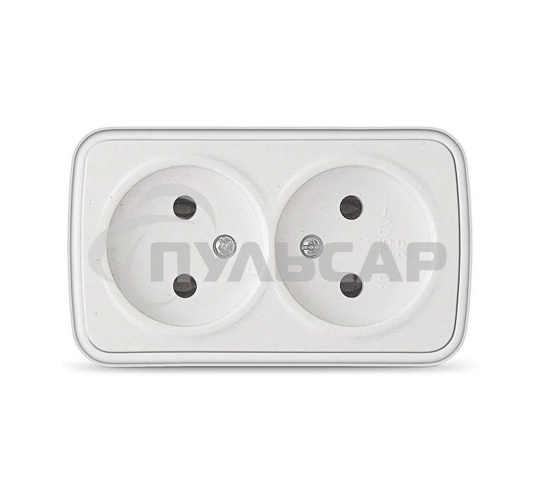 Розетка 2-м ОП Электра 16А IP20 без заземл. белый  Союз 0024