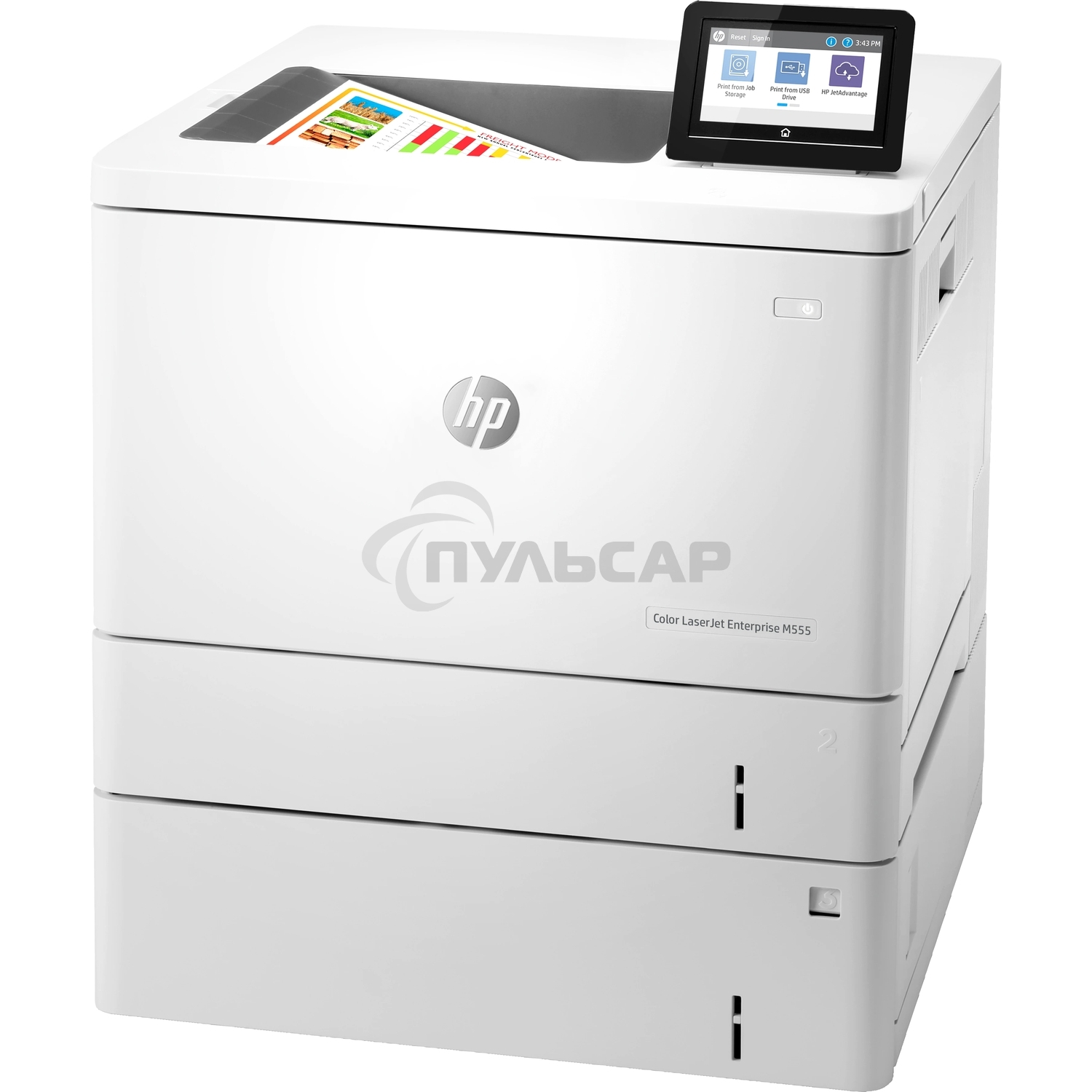 Принтер лазерный HP Color LaserJet Enterprise M555x (7ZU79A), A4, цветной, печ. до 38 стр/мин., 600 x 600 dpi, USB, RJ-45, Wi-Fi, Air Print, Mopria