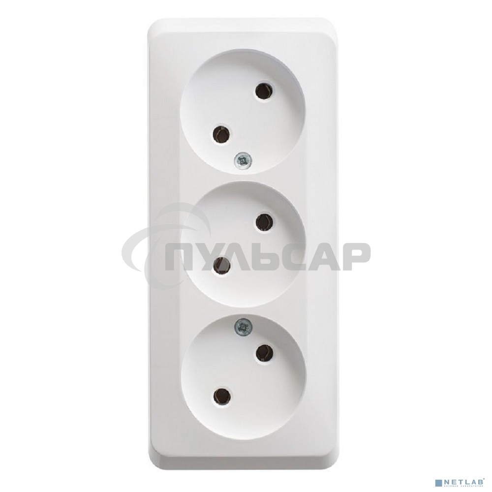 Розетка 3-м ОП Этюд 16А IP20 без заземл. без защ. шторок белый  SchE PA16-009B