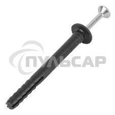 Дюбель-гвоздь грибовидный бортик, полипропилен 6х40мм, черный, пакет (100 шт/уп) KRANZ