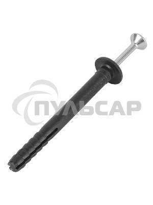 Дюбель-гвоздь грибовидный бортик, полипропилен 6х40мм, черный, пакет (100 шт/уп) KRANZ