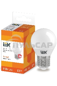 Лампа cветодиодная Iek LLE-G45-9-230-30-E27 ECO G45 шар 9Вт 230В 3000К E27