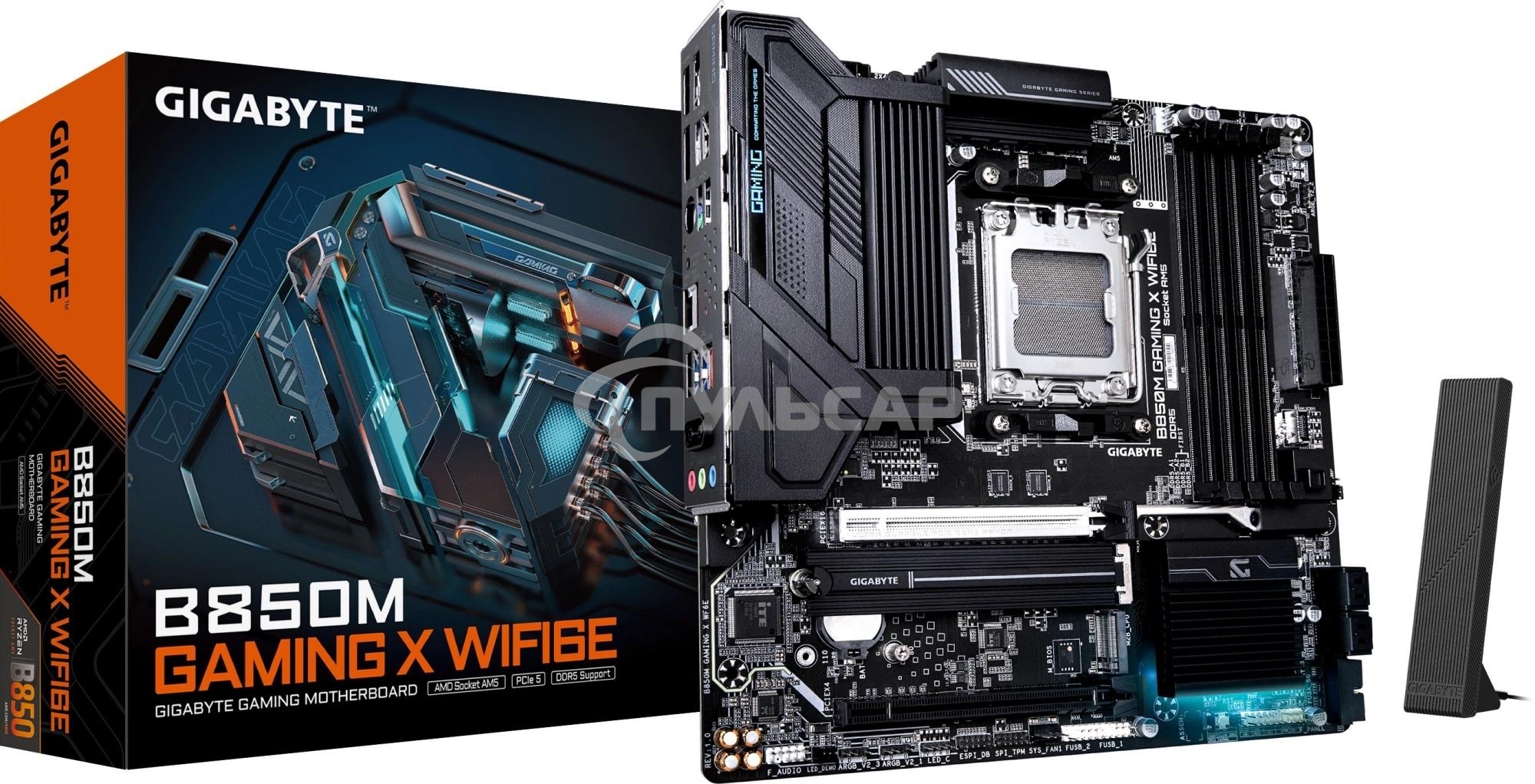 Материнская плата Gigabyte B850M GAMING X WIFI6E/WF6E, Socket AM5, AMD B850, 4xDDR5, 4xSATA, 2xM.2, 1xPCI-E 5.0 x16, 1xPCI-E 3.0 x4, 1xHDMI, 2xDP, 1x 2.5Gb LAN, 1xUSB-C 3.2 Gen 2, 1xUSB-A 3.2 Gen 2, 2xUSB-A 3.2 Gen 1, 4xUSB-A 2.0, 3x3.5 мм, 7.1, Micro-ATX