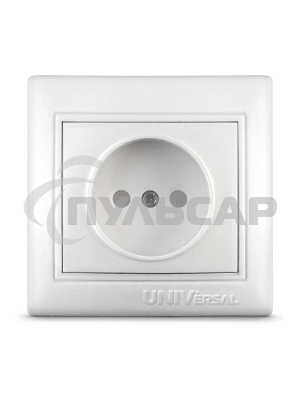 Розетка 1-м СП Севиль 16А IP20 защ. шторки без заземл. бел. Universal С0047