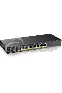 Гибридный Smart L2 коммутатор PoE+ Zyxel NebulaFlex GS1915-8EP, 8xGE PoE+, бесшумный (без вентилятора), бюджет PoE 60 Вт, автономное/облачное управление