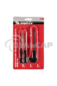 Набор ножей Matrix, выдвижные лезвия, 9-9-18 мм, 3 шт.