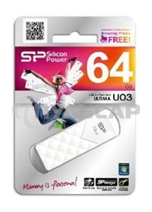 Флешка USB Silicon Power USB 64 Gb Ultima U03 SP064 Gb,UF2U03V1W USB 2.0, белый