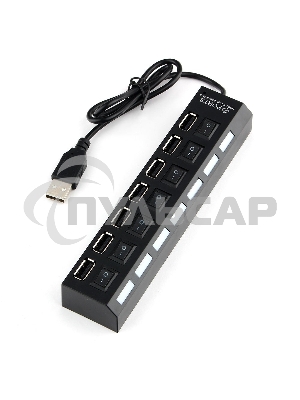 Концентратор USB 2.0 Gembird UHB-U2P7-02, 7 портов, питание, блистер