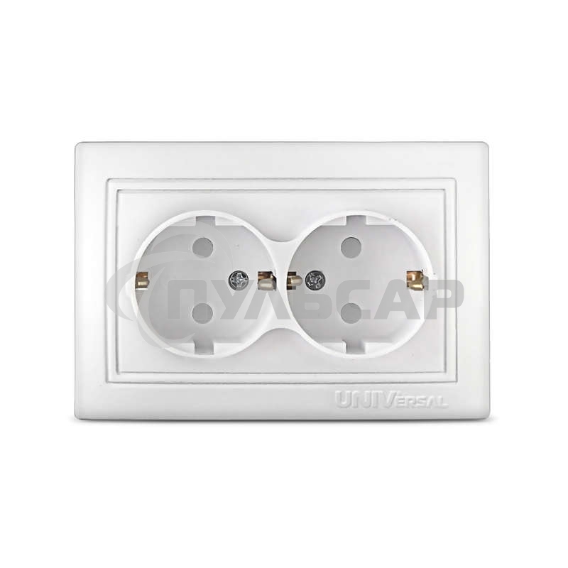 Розетка 2-м СП Севиль защ. шторки с заземл. бел. UNIVersal С0050