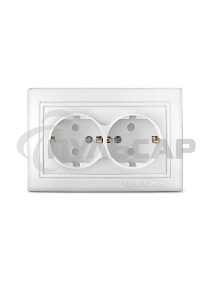 Розетка 2-м СП Севиль защ. шторки с заземл. бел. UNIVersal С0050