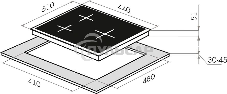 Газовая варочная панель Maunfeld EGHE.43.33CW/G