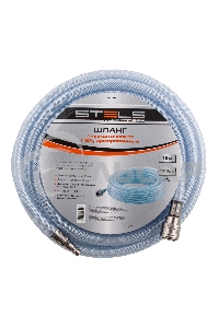 Шланг STELS 57025пневматический пвх 10x16мм 18 бар армированный прозрачный быстросъемное соединени