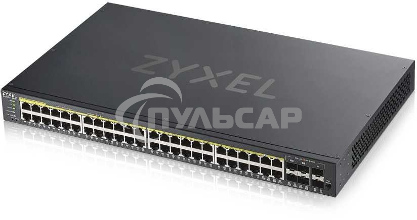 Коммутатор ZYXEL GS1920-48HPv2 Hybrid Smart switch PoE+ Zyxel Nebula Flex, 44xGE PoE+, 4xCombo (SFP/RJ-45 PoE+), 2xSFP, budget PoE 375W, Standalone / cloud management