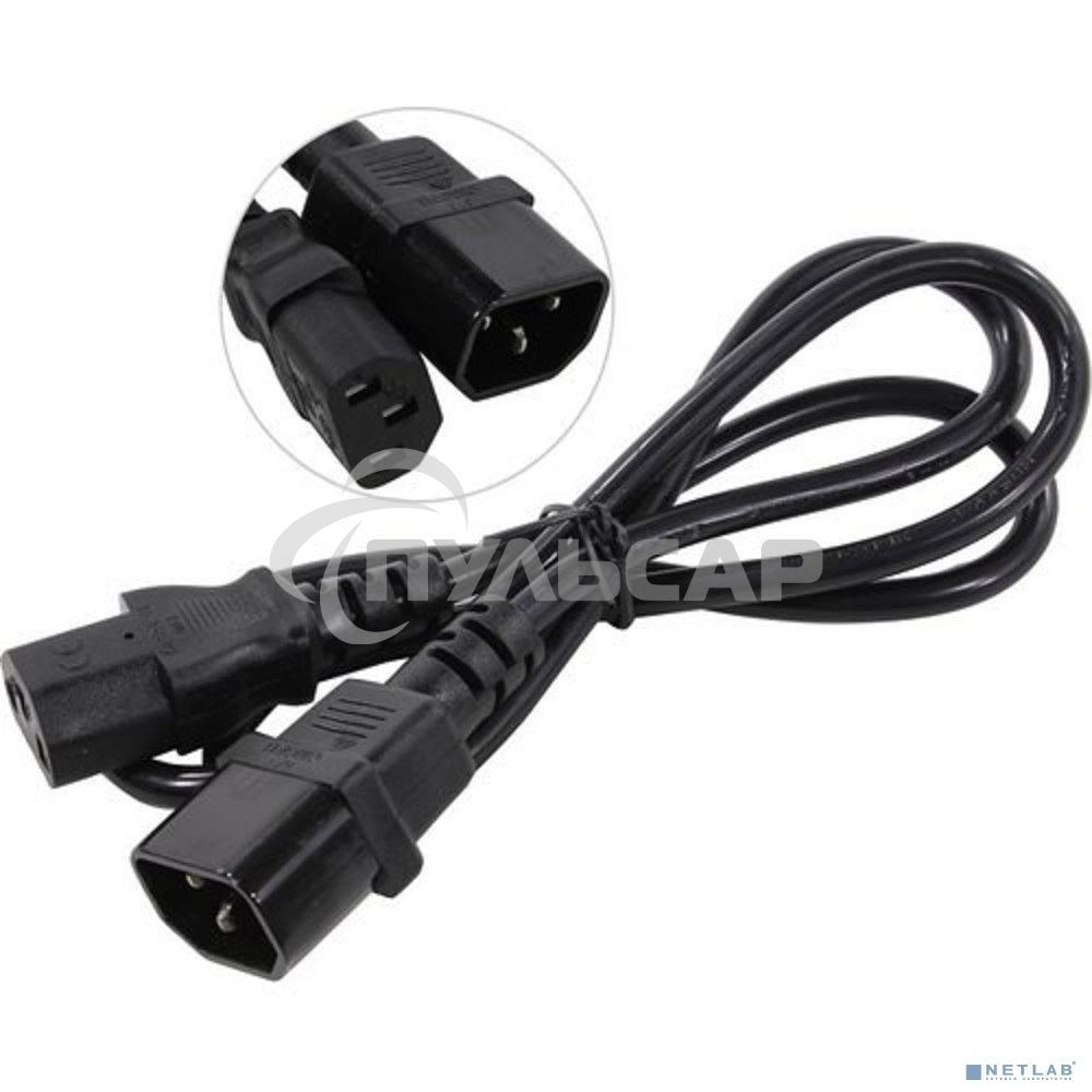 Кабель монитор-компьютер (UPS->уст-во) ExeGate Power EC-1P (С13->С14) VDE-250V-3*0,75-CU, 10A, 1м