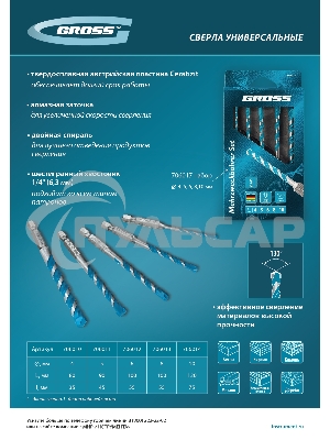 Сверло универсальное, Multipurpose PRO, 6-гр. хвостовик, 5мм Gross