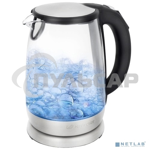 Чайник электрический Kitfort КТ-628 1.7л. 2200Вт серебристый (корпус: стекло)
