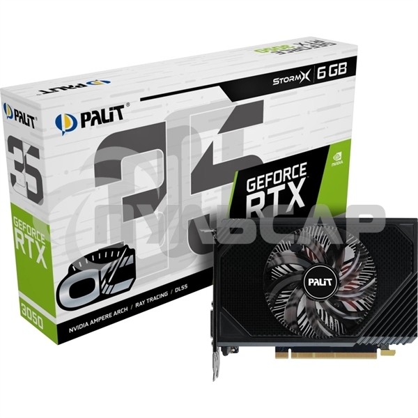 Видеокарта Palit RTX 3050 STORMX OC 6Gb NVIDIA GeForce RTX 3050 6Gb PCI-E 4.0 96bit GDDR6 1042/14000 DVIx1 HDMIx1 DPx1 HDCP Ret