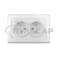 Розетка 2-м СП Севиль 16А IP22 защ. шторки без заземл. бел. Universal С0048