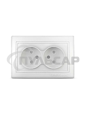 Розетка 2-м СП Севиль 16А IP22 защ. шторки без заземл. бел. Universal С0048