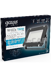 Прожектор светодиодный Gauss 613100150150Вт IP65 6500к черный 1/4